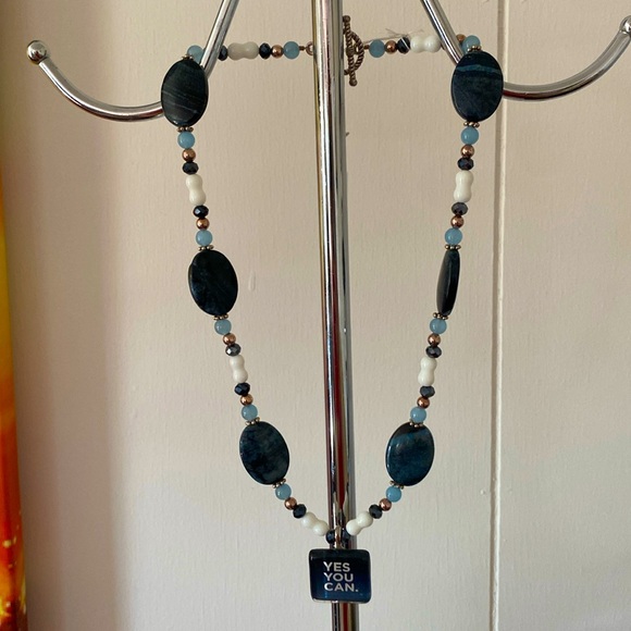 Blue and White “Yes You Can” Necklace - Picture 6 of 8